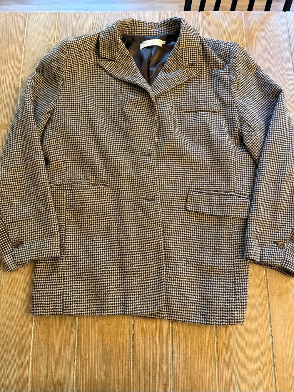 ASTR the Label Wool-Blend Houndstooth Women’s Coat - Brown/Black